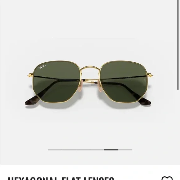 Ray-Ban Gold and Green Hexagonal Sunglasses - Picture 7 of 9